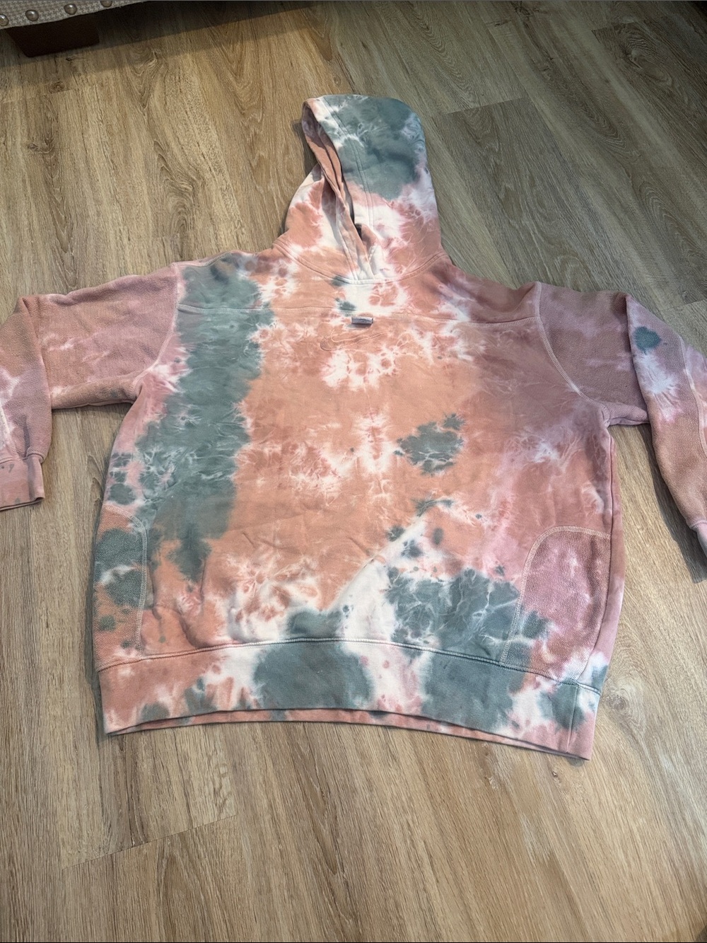 Nike Tie-Dye Hoodie in Pink and Mint